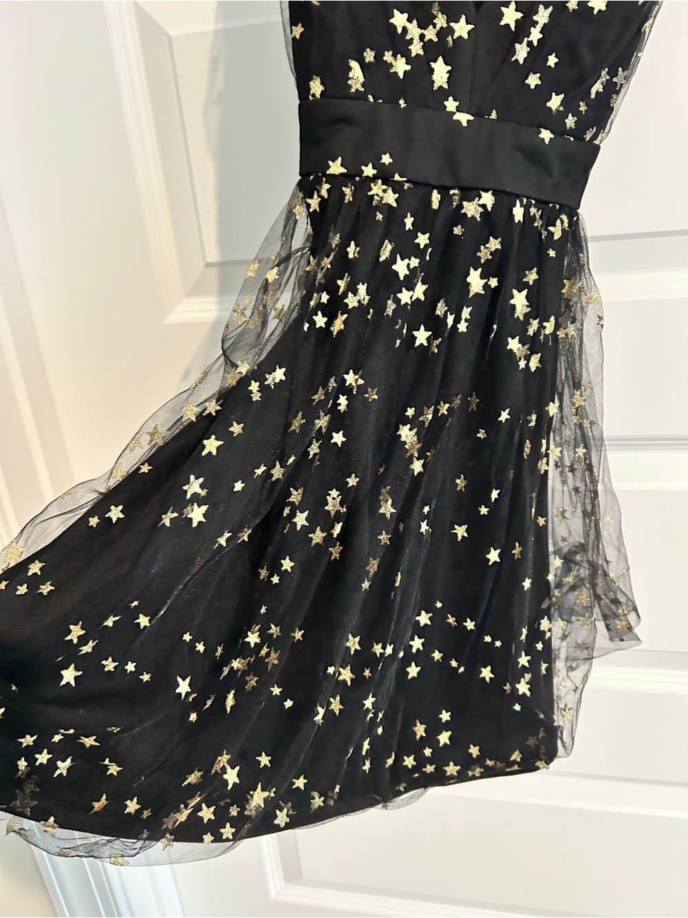 Lulus Favorite Moment Gold and Black Star Print Skater Dress Size S - Picture 4 of 15